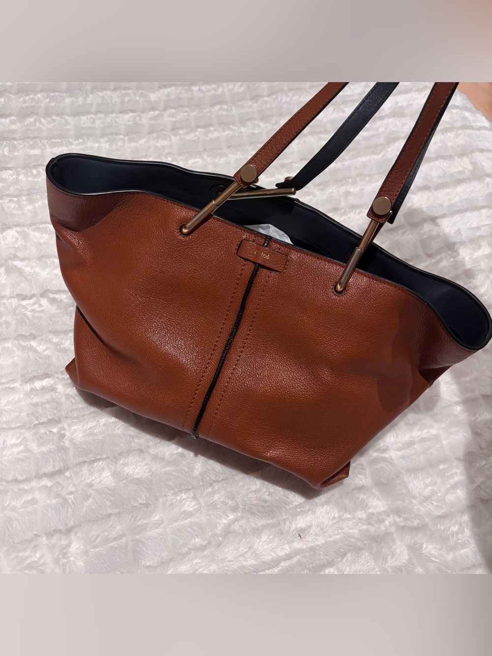 Chloé Brown Leather Tote Bag with Gold Hardware
